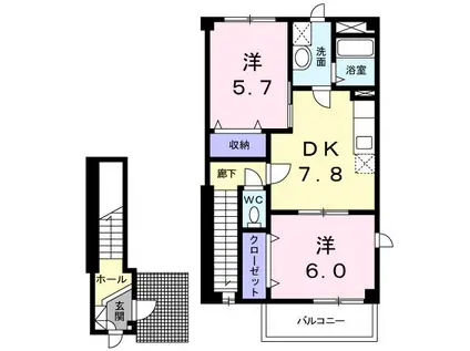 エスターテ永和(2DK/2階)の間取り写真