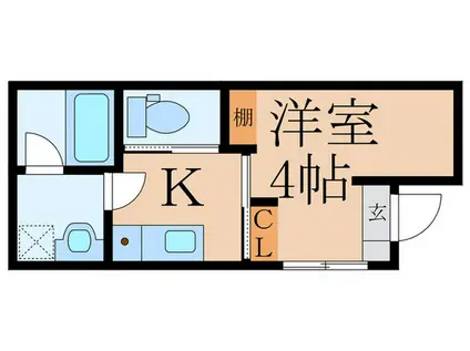 トライアングルヒルズII(1K/1階)の間取り写真