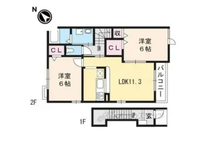 エトワール・フィラント(2LDK/2階)の間取り写真