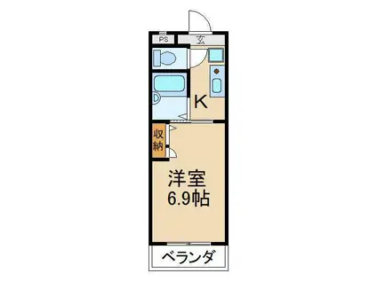 シャトレー御殿山(1K/1階)の間取り写真