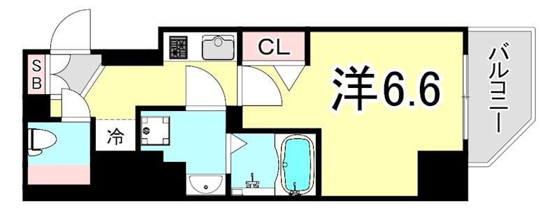 プレサンス神戸元町ミューズ(1K/7階)の間取り写真