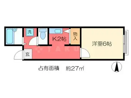 スチューデントハイツこにし(1K/3階)の間取り写真