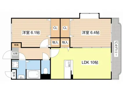 ユーミーおおひら(2LDK/2階)の間取り写真