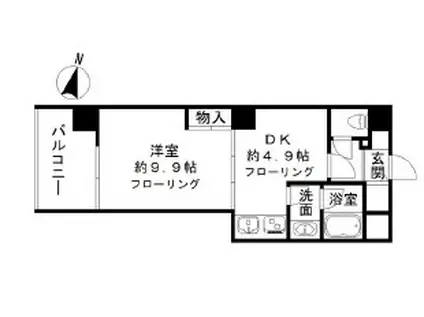 ジェラ恵比寿レジデンス(1DK/4階)の間取り写真