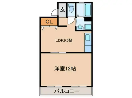 石田ビル(1LDK/3階)の間取り写真
