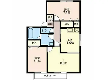 ラムールKE(2LDK/1階)の間取り写真