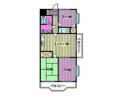 プリムヴェール東浦和(3LDK/2階)の間取り写真