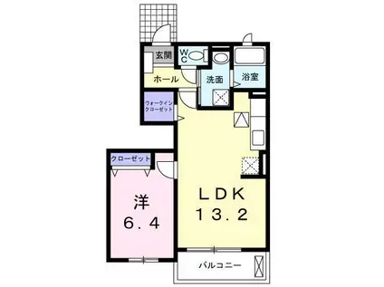 ブルーラグーンII(1LDK/1階)の間取り写真