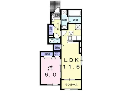 パレンティーアII(1LDK/1階)の間取り写真