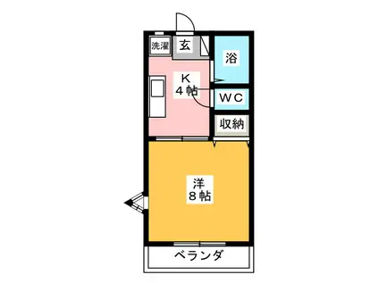 ラ・グラシューズ湘南(1K/2階)の間取り写真