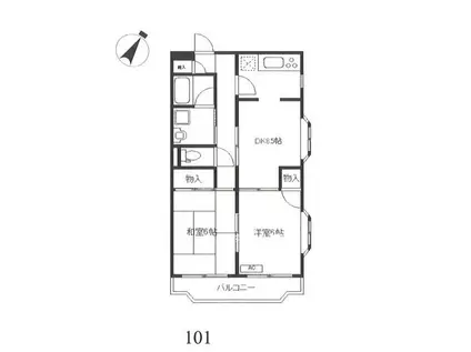 ペアシティ久喜弐番館(2DK/1階)の間取り写真