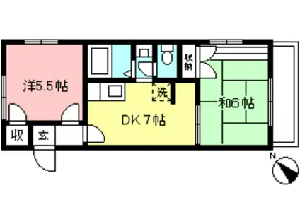 グレースハイムII(2DK/2階)の間取り写真