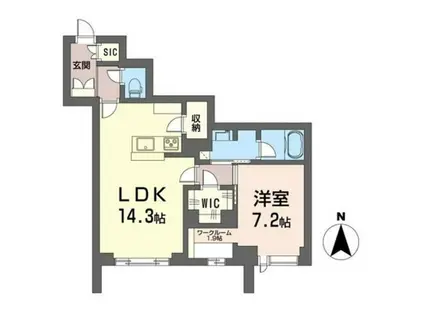 京急大師線 川崎大師駅 徒歩13分 4階建 築2年(1LDK/1階)の間取り写真