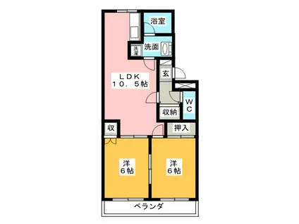 メゾンドリベンテ(2LDK/2階)の間取り写真