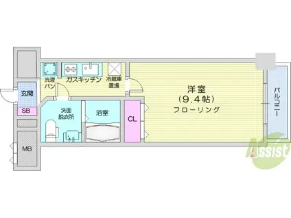 ノーブルプレイス北四番丁(1K/3階)の間取り写真