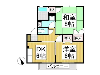 セレナ・スカイティA(2DK/2階)の間取り写真