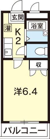 ハイツ米田(1K/2階)の間取り写真