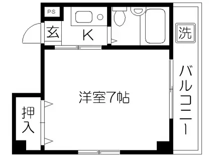 三晃ハイツ(1K/4階)の間取り写真