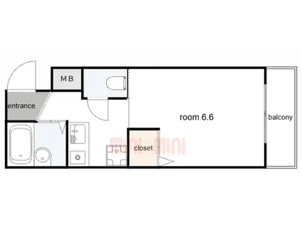 ドム北口(1K/3階)の間取り写真