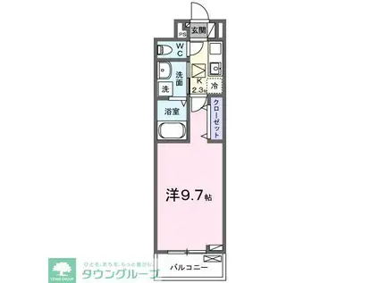 ヒカルサ川越(1K/1階)の間取り写真
