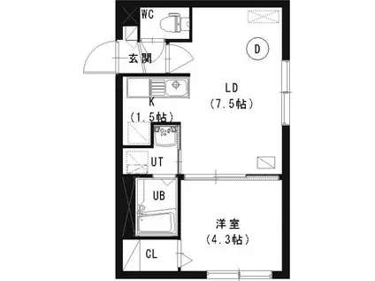 シティレジデンス北34条(1LDK/1階)の間取り写真