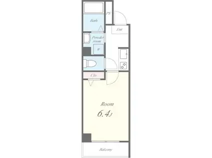 グランパシフィック姫里(1K/4階)の間取り写真