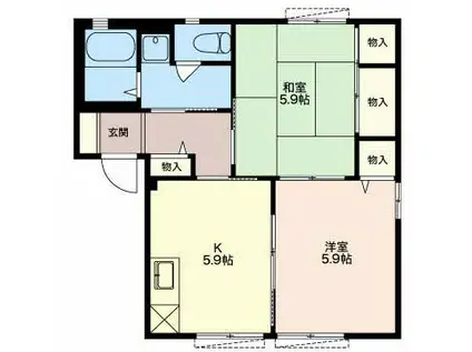 ヴェルドミールII(2K/1階)の間取り写真