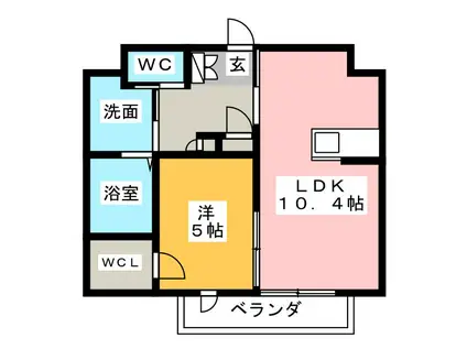 メゾン・ド・シエル(1LDK/2階)の間取り写真