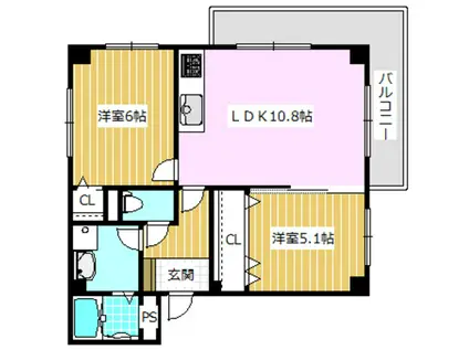 メゾンアッシュ(2LDK/3階)の間取り写真