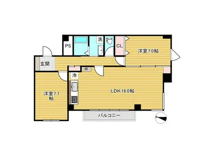 ロイヤルメゾン岡本(2LDK/2階)の間取り写真