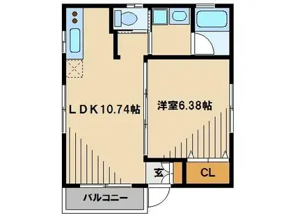 リベルタ22(1LDK/2階)の間取り写真