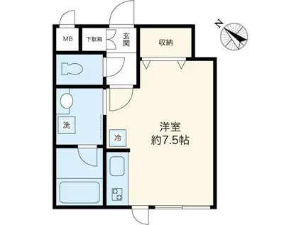 グレイス白稜(ワンルーム/1階)の間取り写真