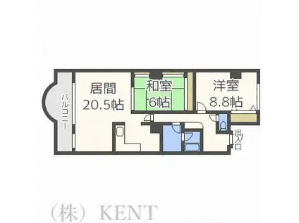 HK大通ハイム(2LDK/2階)の間取り写真