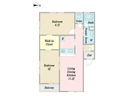 プリエ パル(2LDK/2階)の間取り写真