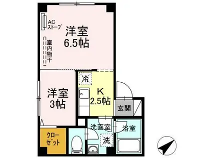 コーポラス・富田(2K/1階)の間取り写真