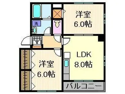 キャピタルコート(2DK/3階)の間取り写真