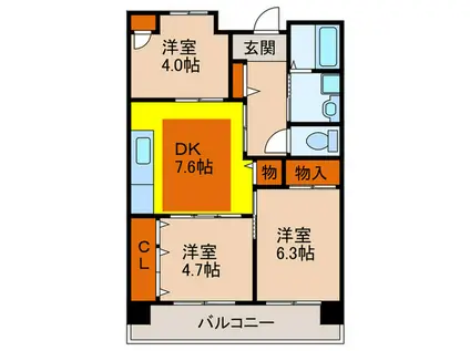 OPH北千里駅前 4(3DK/1階)の間取り写真