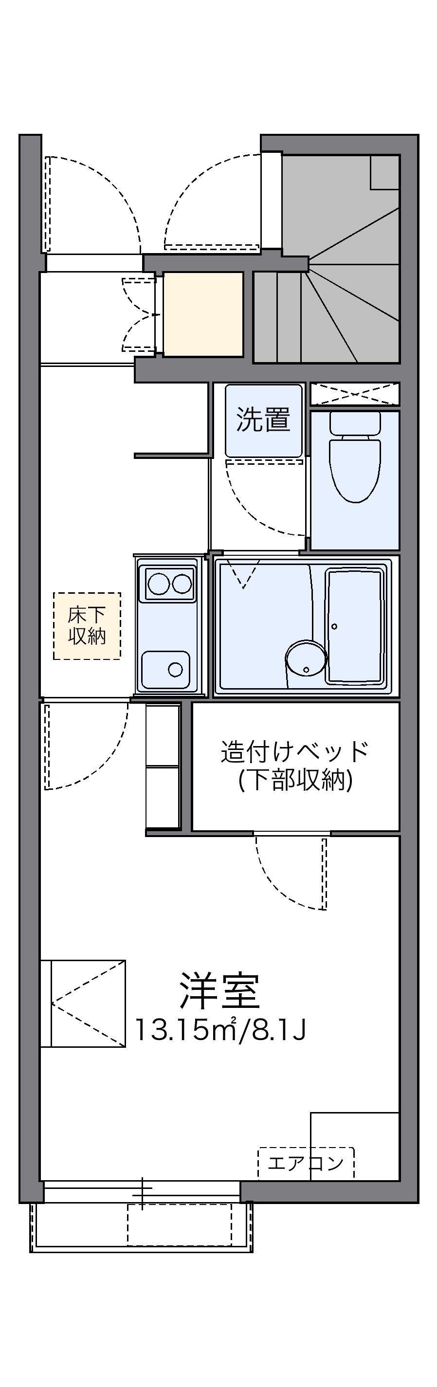 レオネクストアダージョ(1K/1階)の間取り写真