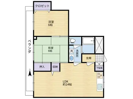 メゾン・まろうど(2LDK/3階)の間取り写真