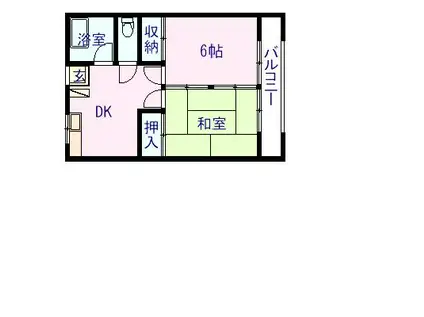 豊泉ビル1(2DK/1階)の間取り写真
