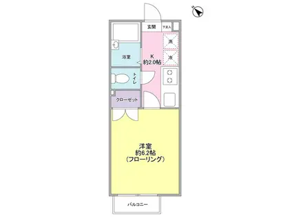 エスポワール相模大野(1K/1階)の間取り写真