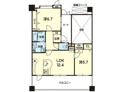 コアマンションフェスティオ平成 503号(2LDK/5階)の間取り写真