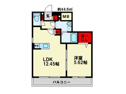 エタンセル(1LDK/1階)の間取り写真