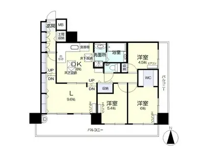 ダイヤモンドフォーラム大供(3LDK/5階)の間取り写真