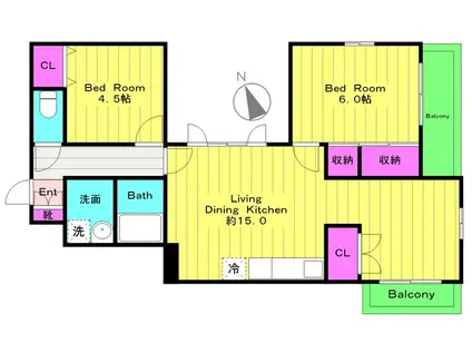 ドエルペア(2LDK/3階)の間取り写真
