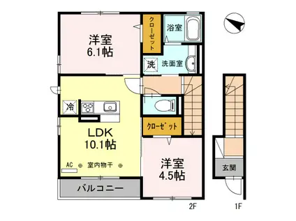 HACHI-KEN ハチケン(2LDK/2階)の間取り写真