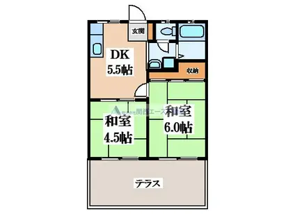 ハイツシャローム(2DK/1階)の間取り写真