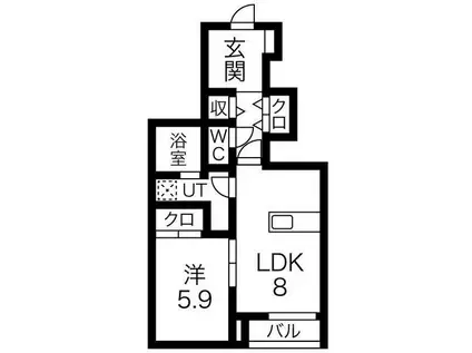 エムズファースト(1LDK/1階)の間取り写真