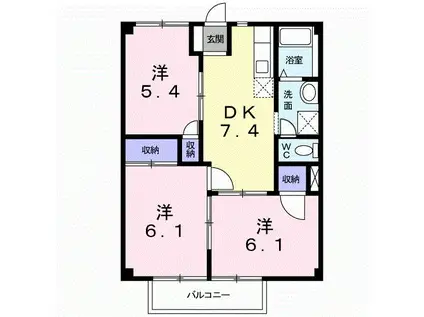 シティハイツ絹の台(3DK/2階)の間取り写真