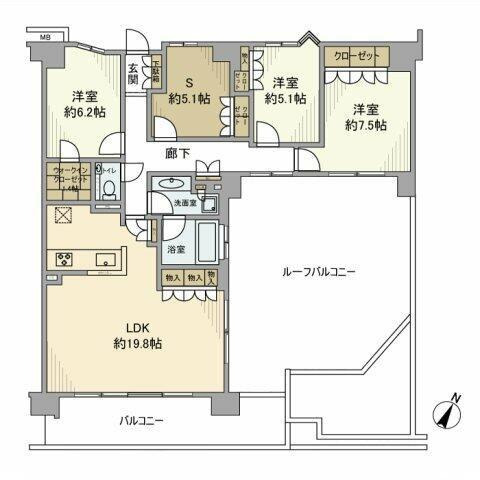 ローレルコート鷺沼(3SLDK/8階)の間取り写真